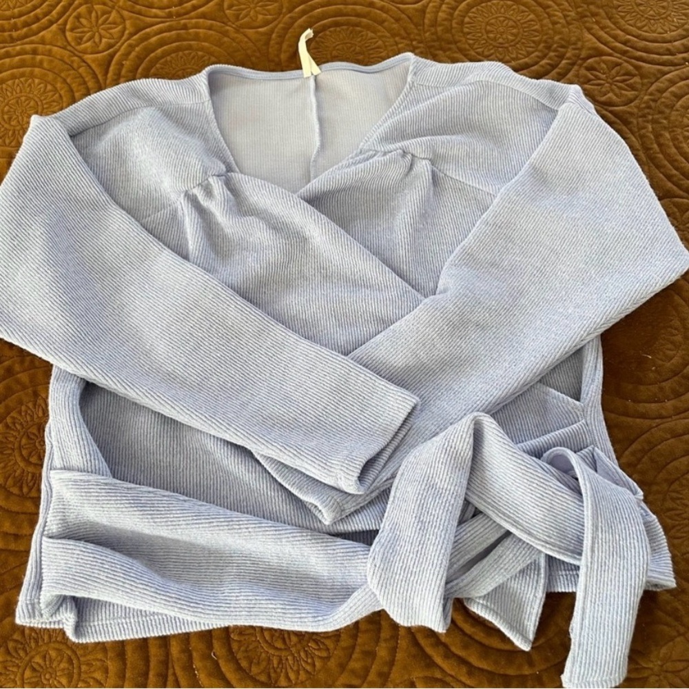 Anthropologie Light Blue V-Neck Sweater